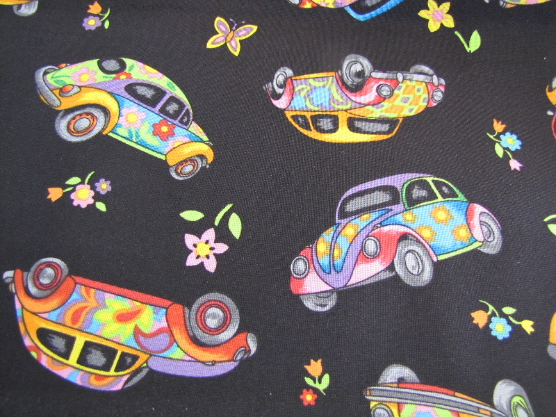 Bright VW Beetle Cars on Black Background - Click Image to Close